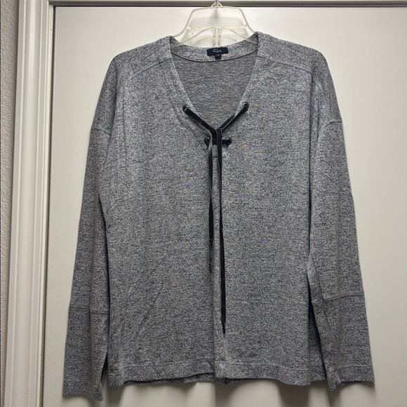 Rails Sweaters - Rails Gray Lace-Up Knit Top Size Medium